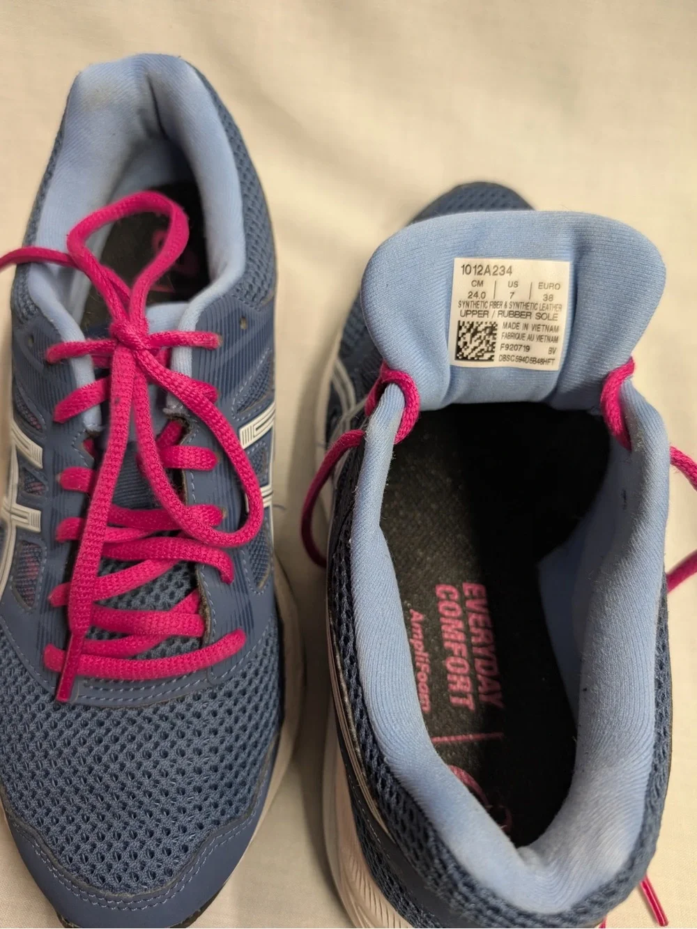 Asics Women’s Athletic Shoes in Blue with Pink Laces